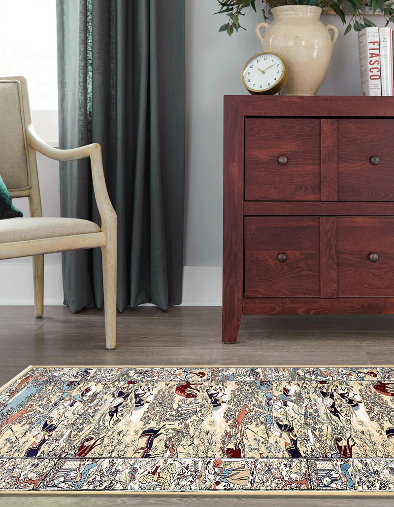 Persian Elegance Collection Area Rug -  Tabriz Runner Tan  lifestyle 119
