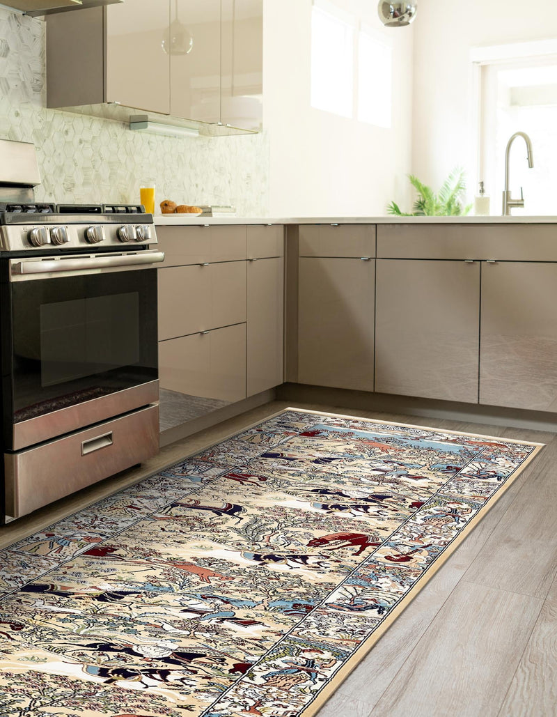 Persian Elegance Collection Area Rug -  Tabriz Runner Tan  lifestyle 167