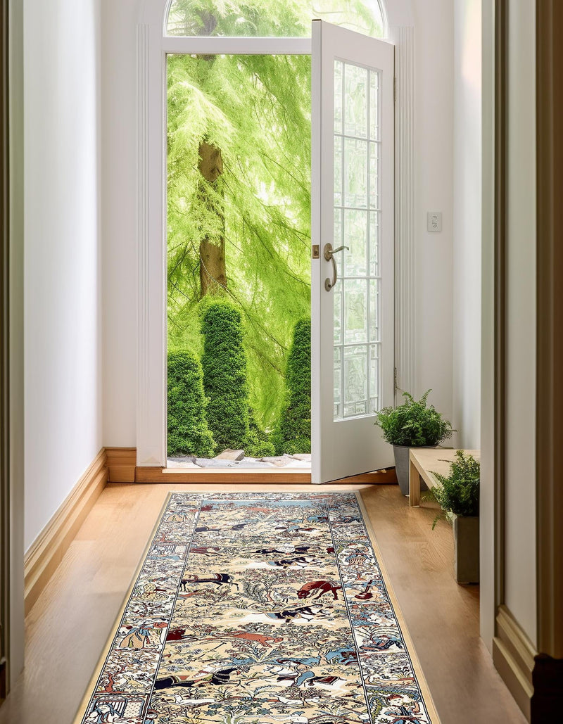 Persian Elegance Collection Area Rug -  Tabriz Runner Tan  lifestyle 179