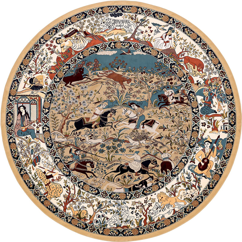 Persian Elegance Collection Area Rug -  Tabriz Round Tan  lifestyle 80