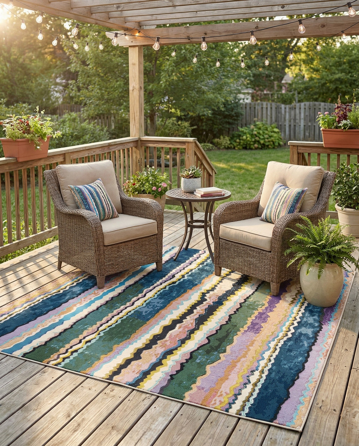 Urban Terrace Collection Area Rug -  Capri Square Multi  lifestyle 51