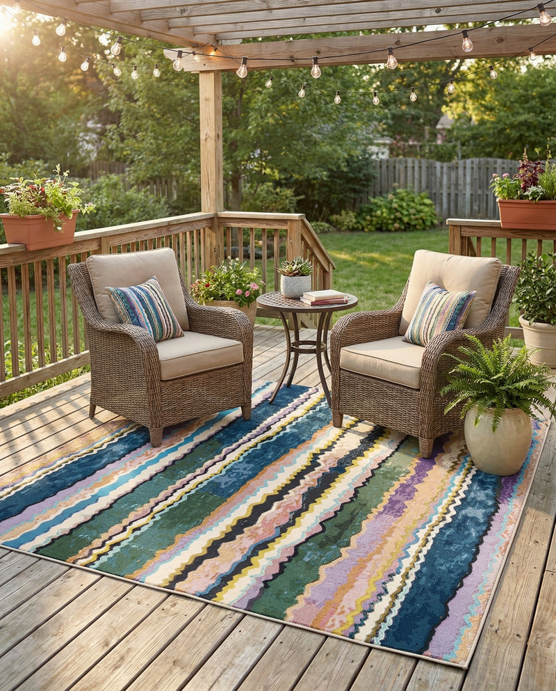 Urban Terrace Collection Area Rug -  Capri Square Multi  lifestyle 51