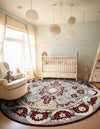 Persian Elegance Collection Area Rug -  Shiraz Round Burgundy  lifestyle 116