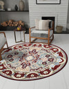 Persian Elegance Collection Area Rug -  Shiraz Round Burgundy  lifestyle 127