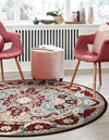 Persian Elegance Collection Area Rug -  Shiraz Round Burgundy  lifestyle 159