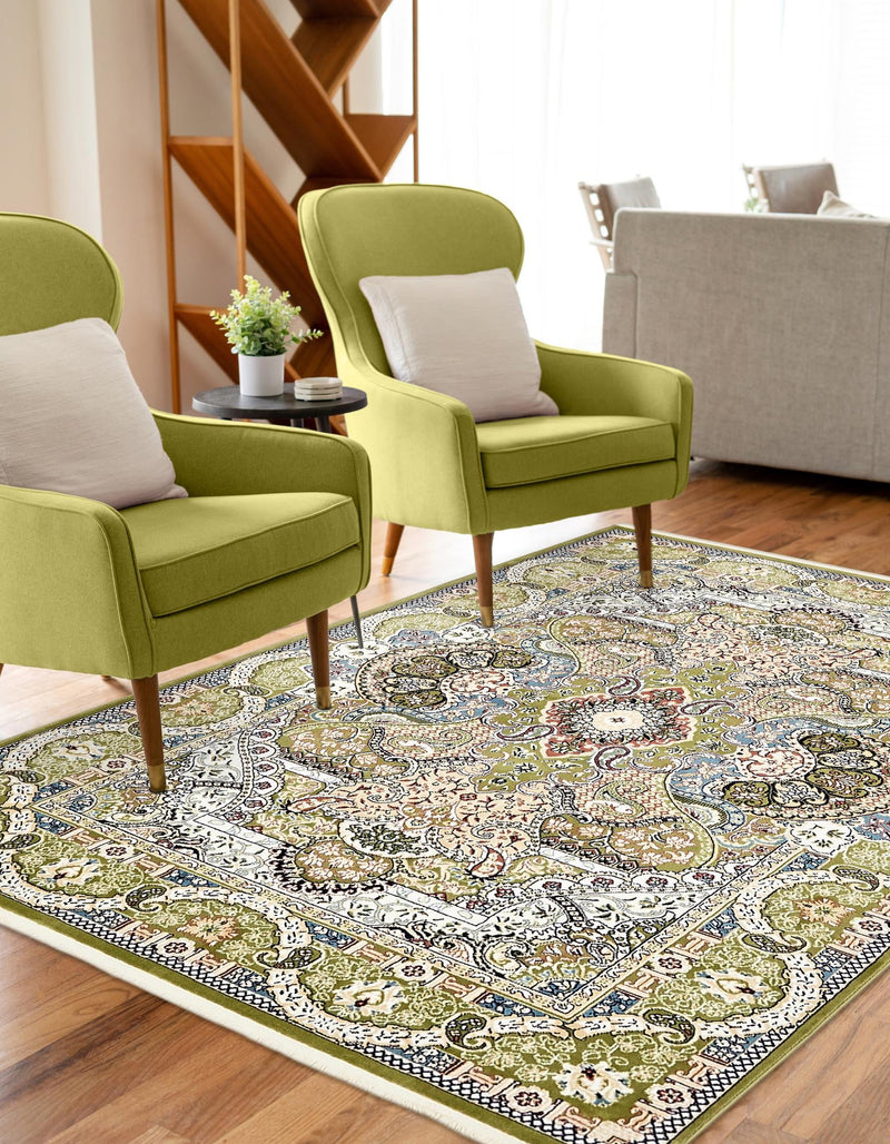 Persian Elegance Collection Area Rug -  Shiraz Rectangle Green  lifestyle 40
