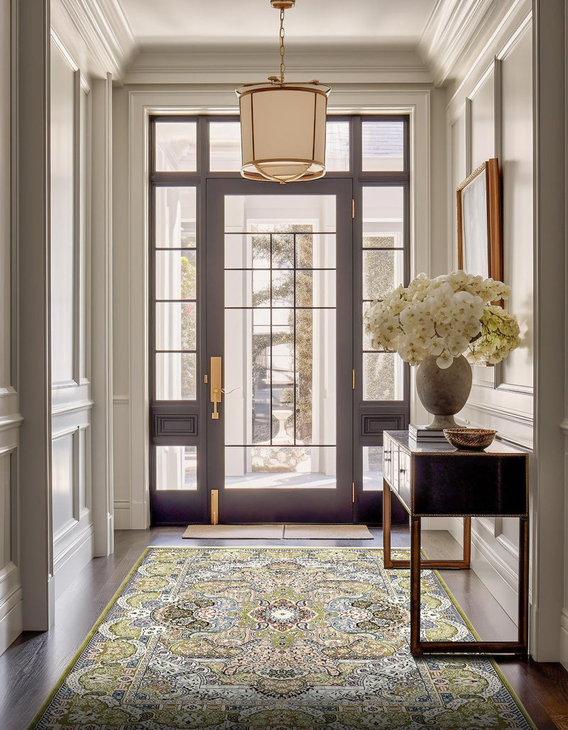 Persian Elegance Collection Area Rug -  Shiraz Rectangle Green  lifestyle 45