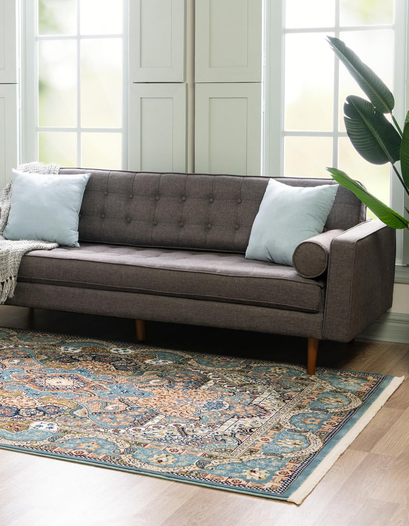 Persian Elegance Collection Area Rug -  Shiraz Rectangle Blue  lifestyle 12