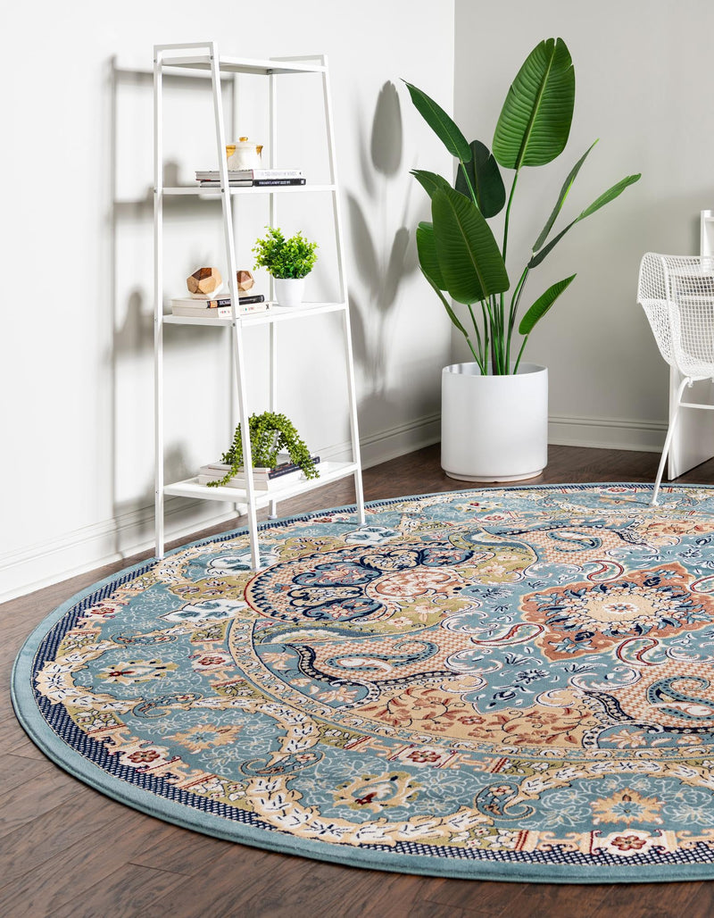 Persian Elegance Collection Area Rug -  Shiraz Round Blue  lifestyle 57