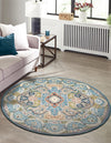 Persian Elegance Collection Area Rug -  Shiraz Round Blue  lifestyle 169