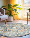 Persian Elegance Collection Area Rug -  Shiraz Round Blue  lifestyle 180