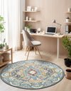 Persian Elegance Collection Area Rug -  Shiraz Round Blue  lifestyle 188