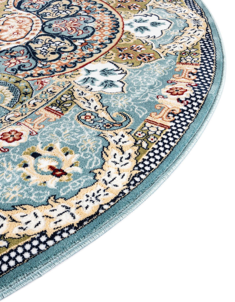 Persian Elegance Collection Area Rug -  Shiraz Round Blue  lifestyle 197