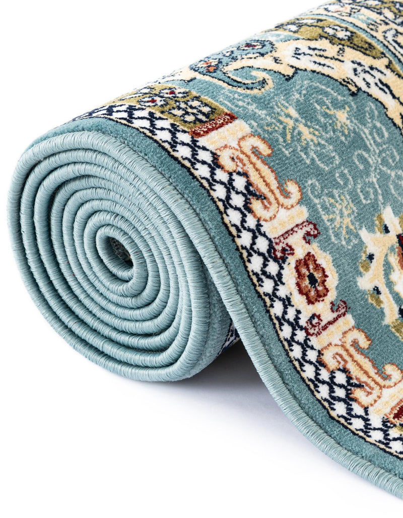Persian Elegance Collection Area Rug -  Shiraz Round Blue  lifestyle 207
