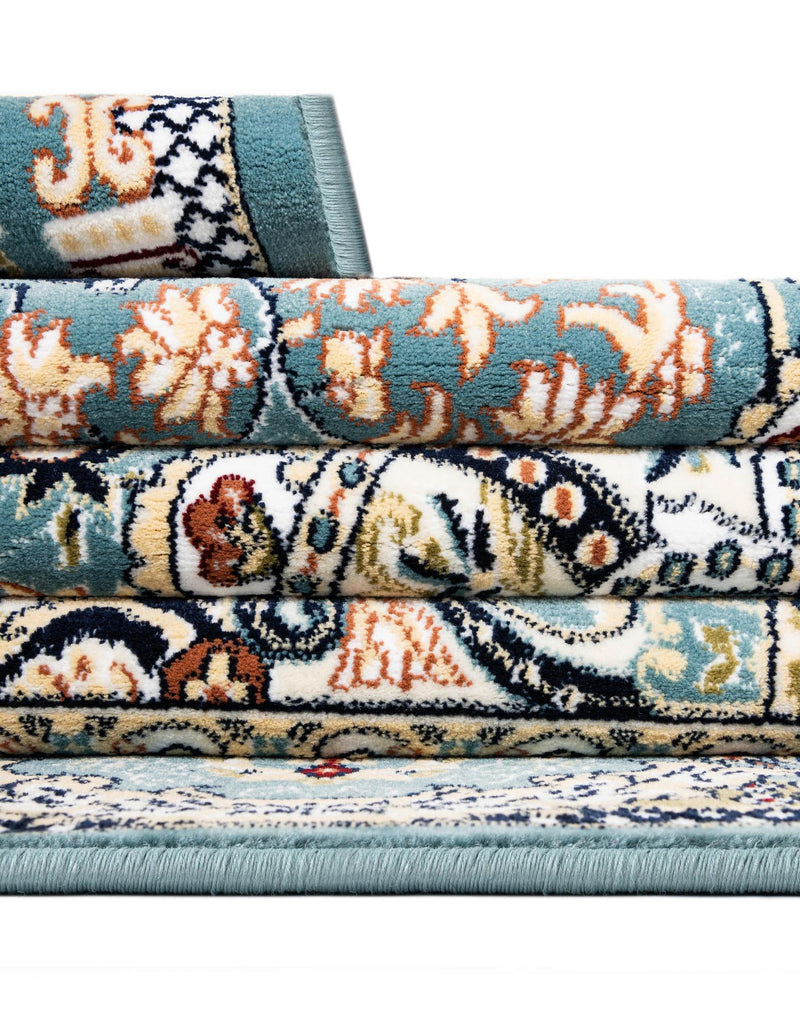 Persian Elegance Collection Area Rug -  Shiraz Round Blue  lifestyle 211