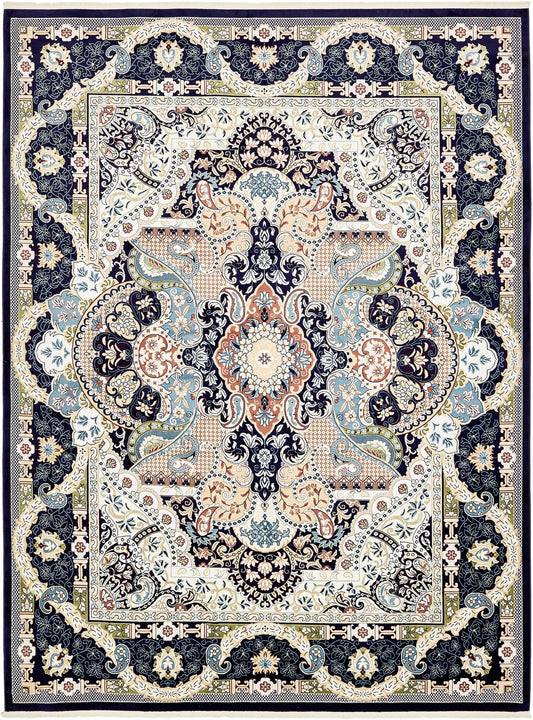 Persian Elegance Collection Area Rug -  Shiraz Rectangle Navy Blue Main