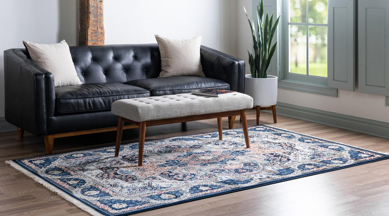 Persian Elegance Collection Area Rug -  Shiraz Rectangle Navy Blue  lifestyle 9
