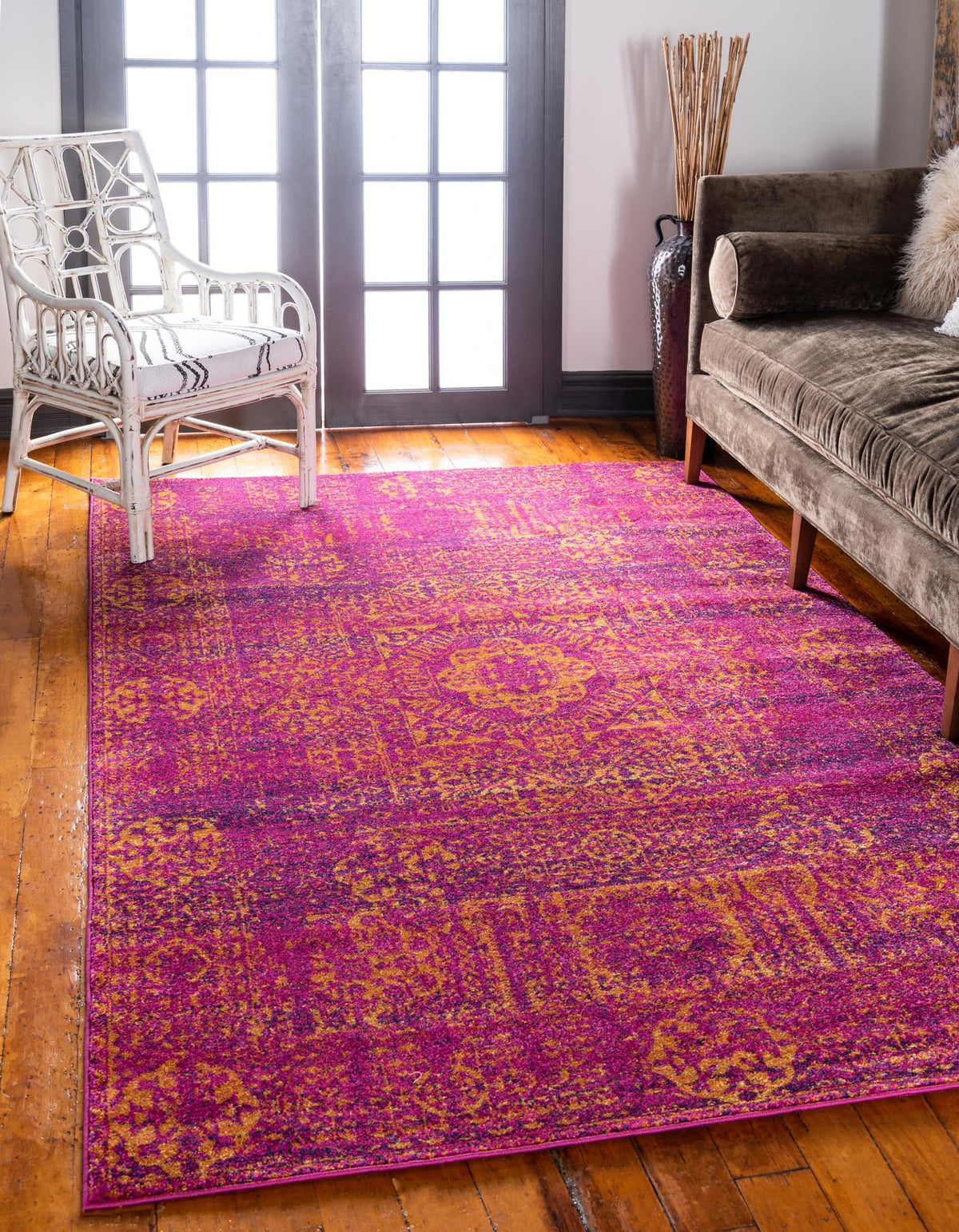 Antique Tapestry Collection Area Rug -  Chantilly Rectangle Fuchsia  lifestyle 7