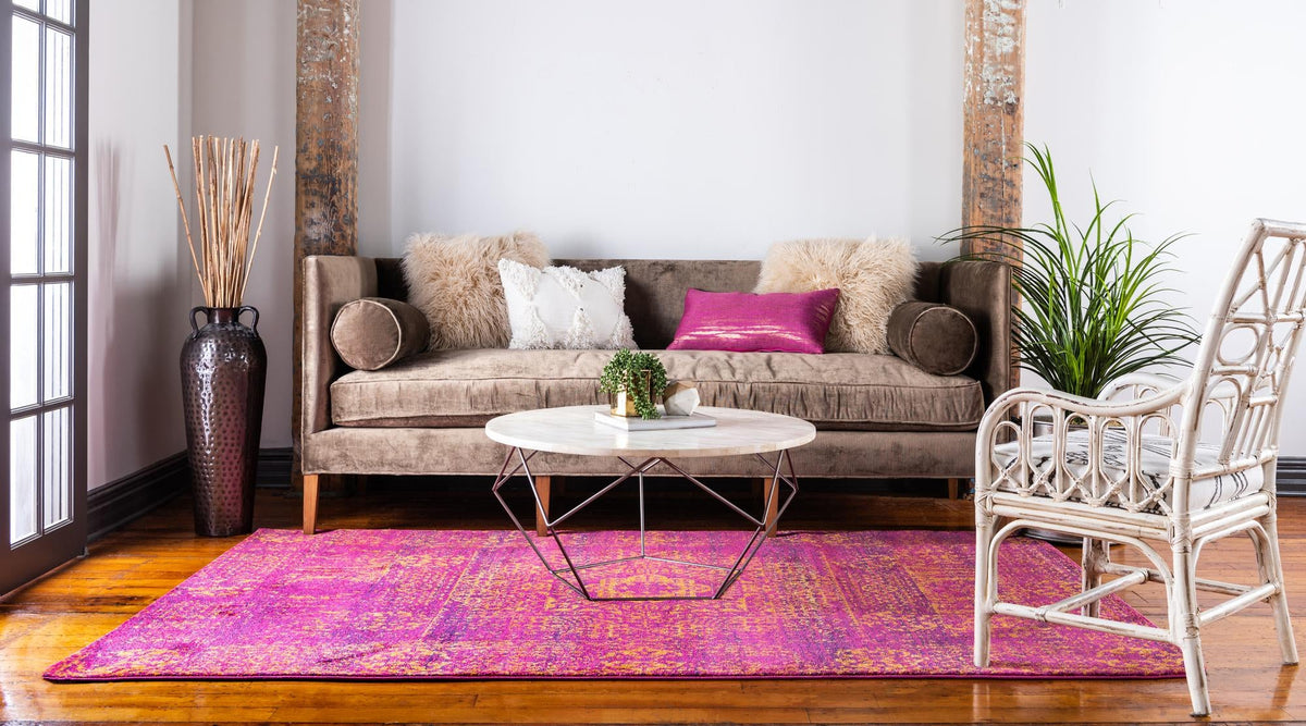 Antique Tapestry Collection Area Rug -  Chantilly Rectangle Fuchsia  lifestyle 18