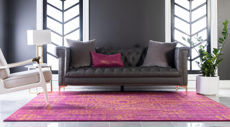 Antique Tapestry Collection Area Rug -  Chantilly Square Fuchsia  lifestyle 81