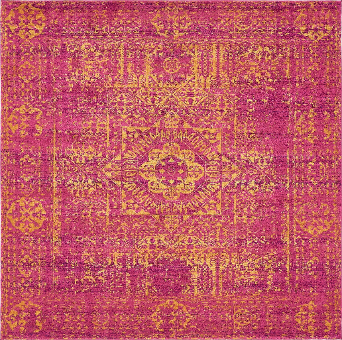 Antique Tapestry Collection Area Rug -  Chantilly Square Fuchsia  lifestyle 64