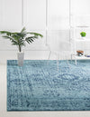 Antique Tapestry Collection Area Rug -  Chantilly Square Turquoise  lifestyle 33