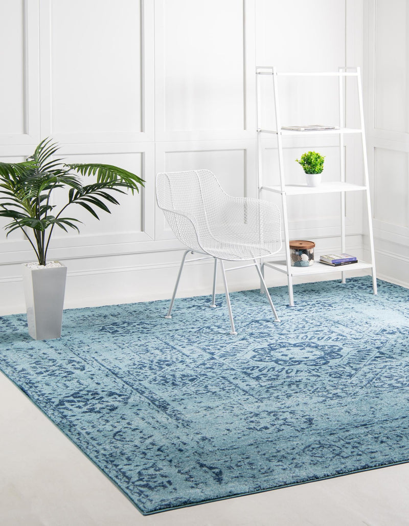 Antique Tapestry Collection Area Rug -  Chantilly Square Turquoise  lifestyle 37