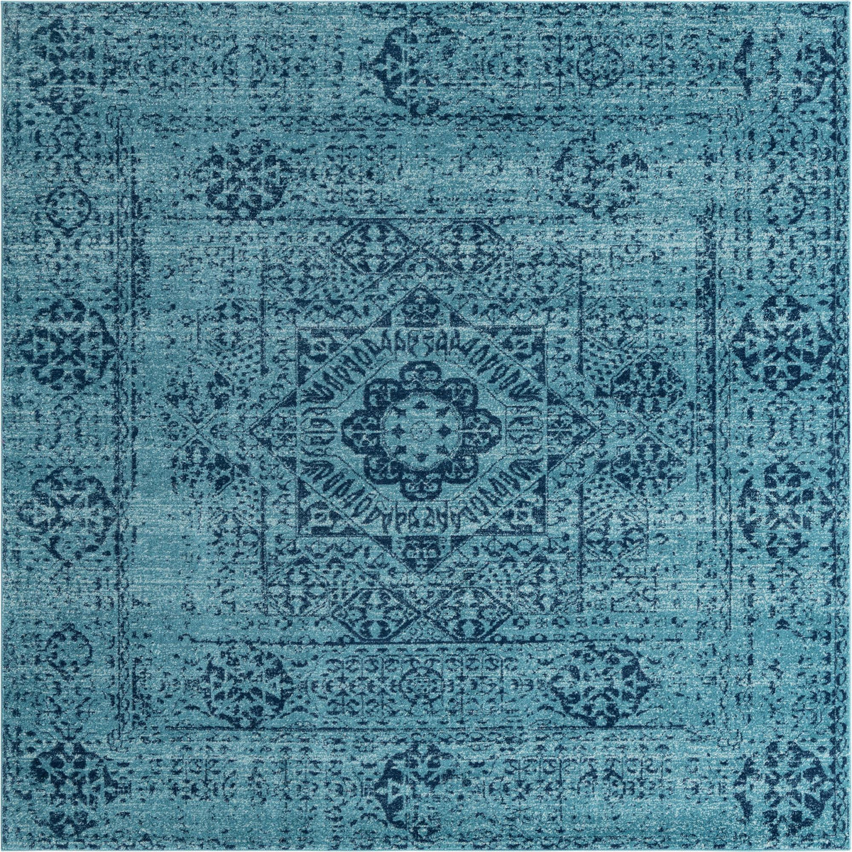 Antique Tapestry Collection Area Rug -  Chantilly Square Turquoise  lifestyle 28
