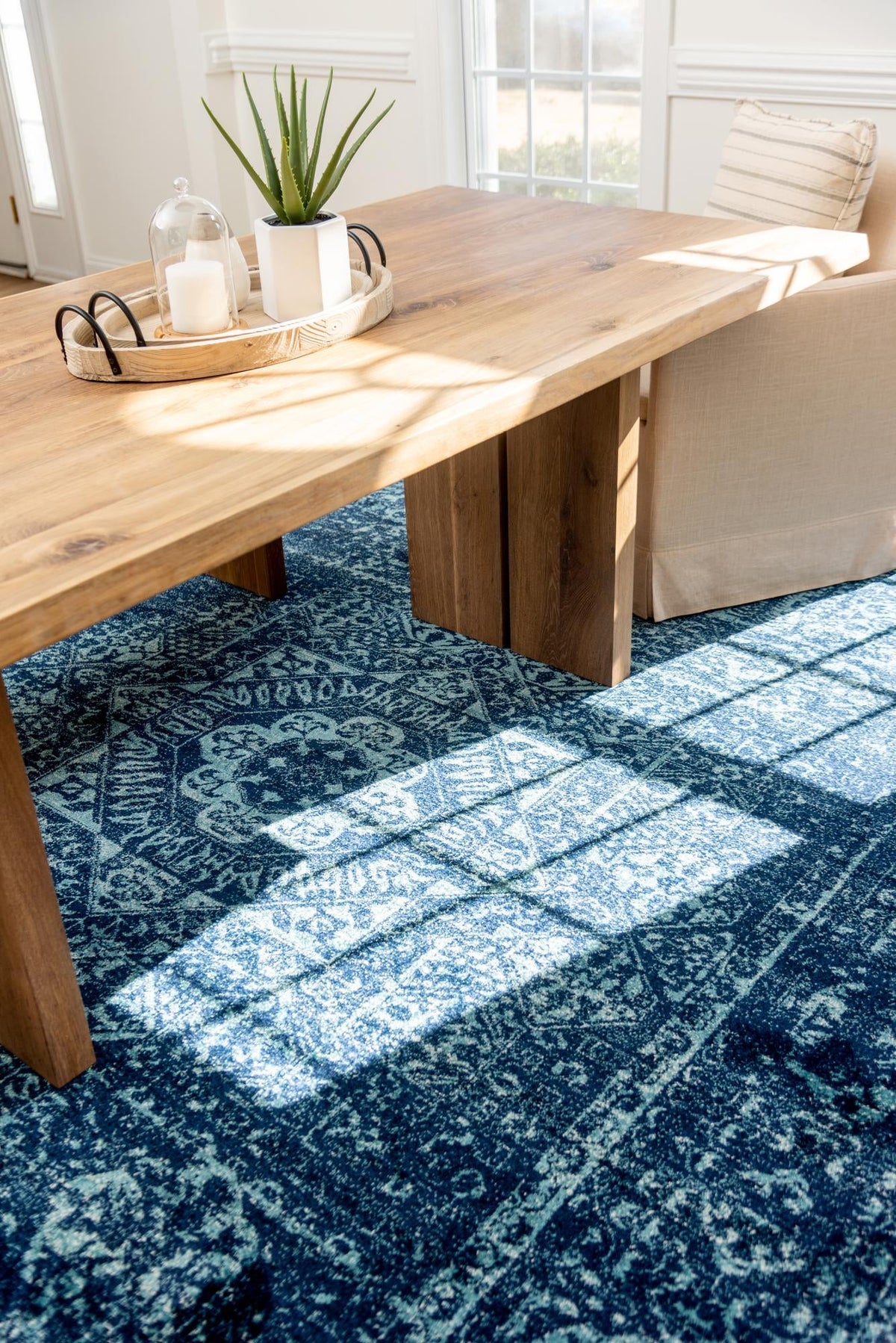Antique Tapestry Collection Area Rug -  Chantilly Rectangle Navy Blue  lifestyle 24