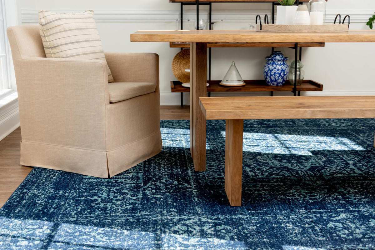 Antique Tapestry Collection Area Rug -  Chantilly Rectangle Navy Blue  lifestyle 25