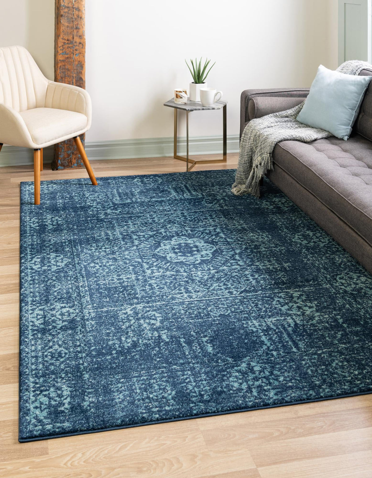 Antique Tapestry Collection Area Rug -  Chantilly Rectangle Navy Blue  lifestyle 6