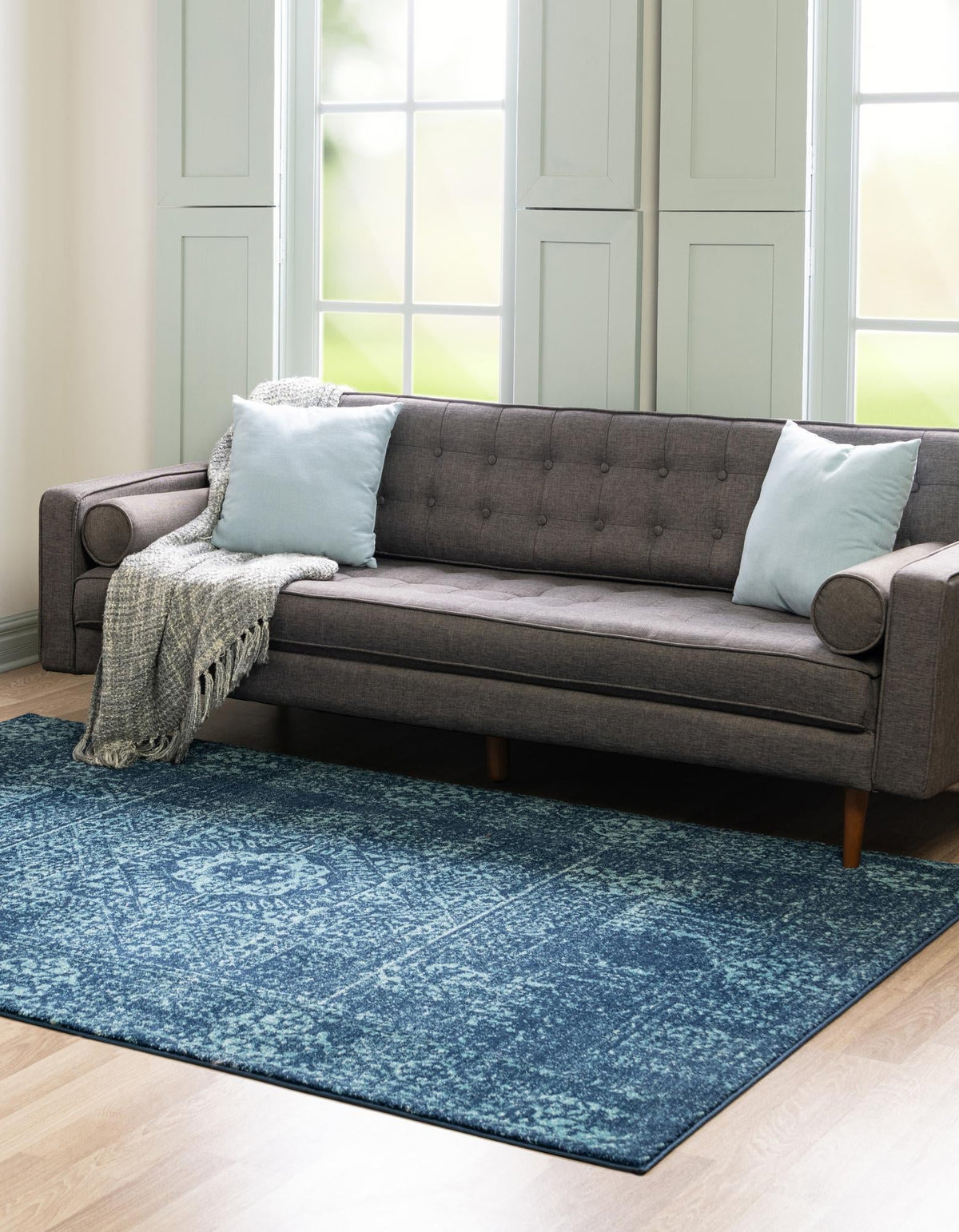 Antique Tapestry Collection Area Rug -  Chantilly Rectangle Navy Blue  lifestyle 9