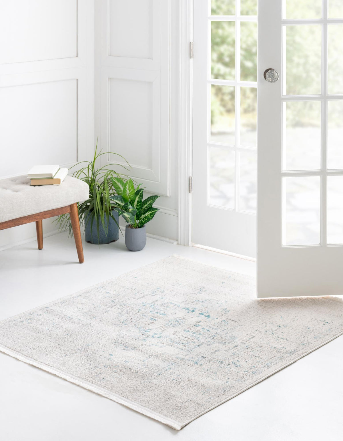 Rustic Charm Revival Collection Area Rug -  Countryside Square Beige  lifestyle 31