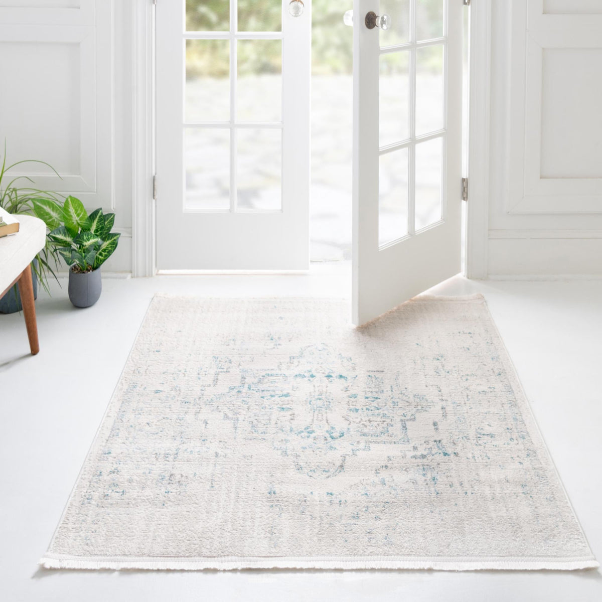 Rustic Charm Revival Collection Area Rug -  Countryside Square Beige  lifestyle 58