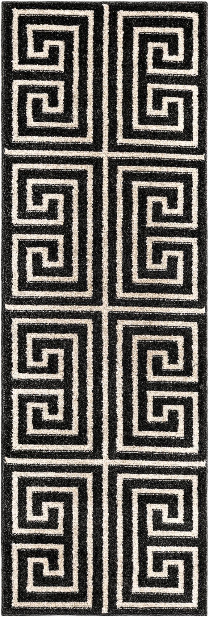 Aegean Labyrinth Collection Area Rug -  Mykonos Runner Black  lifestyle 64