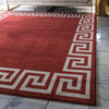Aegean Labyrinth Collection Area Rug -  Santorini Square Terracotta  lifestyle 105