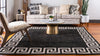 Aegean Labyrinth Collection Area Rug -  Santorini Square Charcoal  lifestyle 145