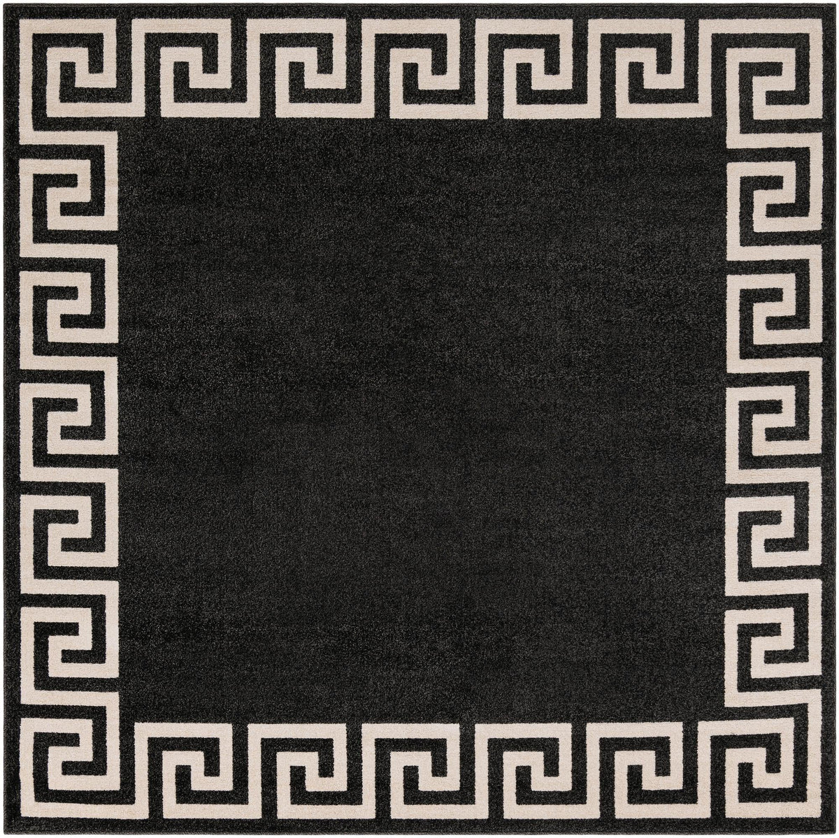 Aegean Labyrinth Collection Area Rug -  Santorini Square Charcoal Gray  lifestyle 102