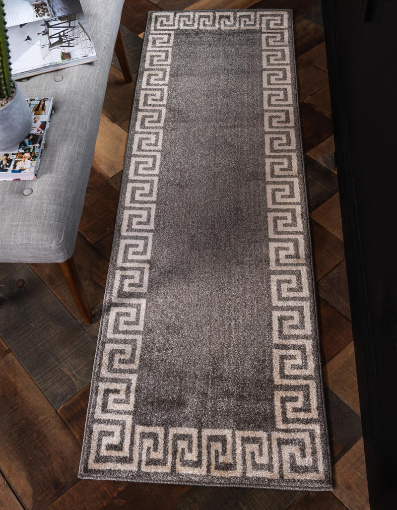 Aegean Labyrinth Collection Area Rug -  Santorini Runner Gray  lifestyle 101