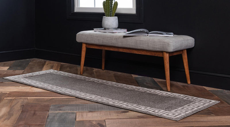 Aegean Labyrinth Collection Area Rug -  Santorini Runner Gray  lifestyle 121