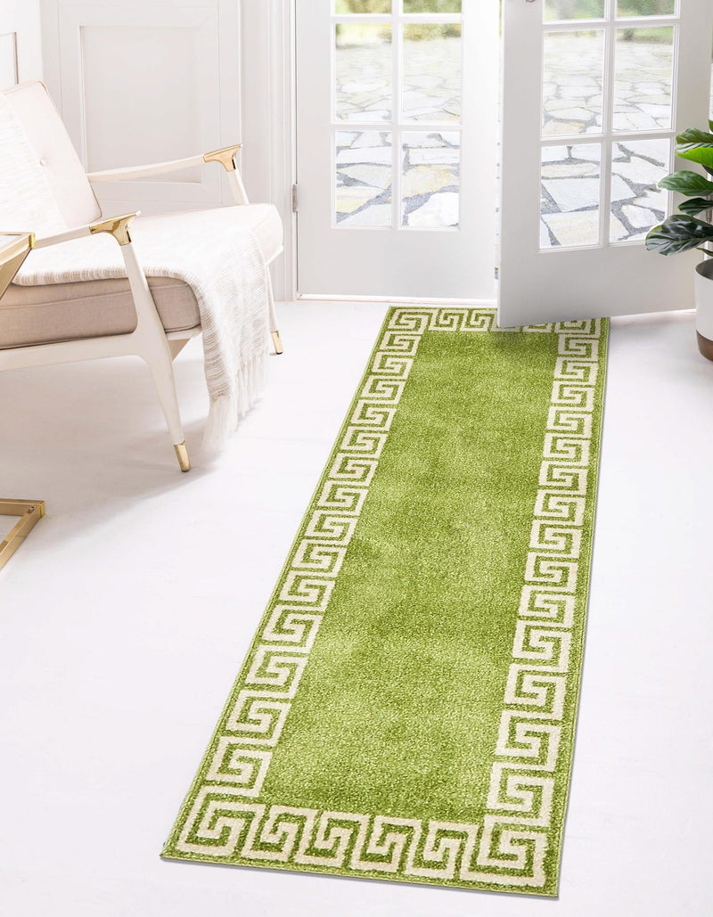 Aegean Labyrinth Collection Area Rug -  Santorini Runner Light Green  lifestyle 103