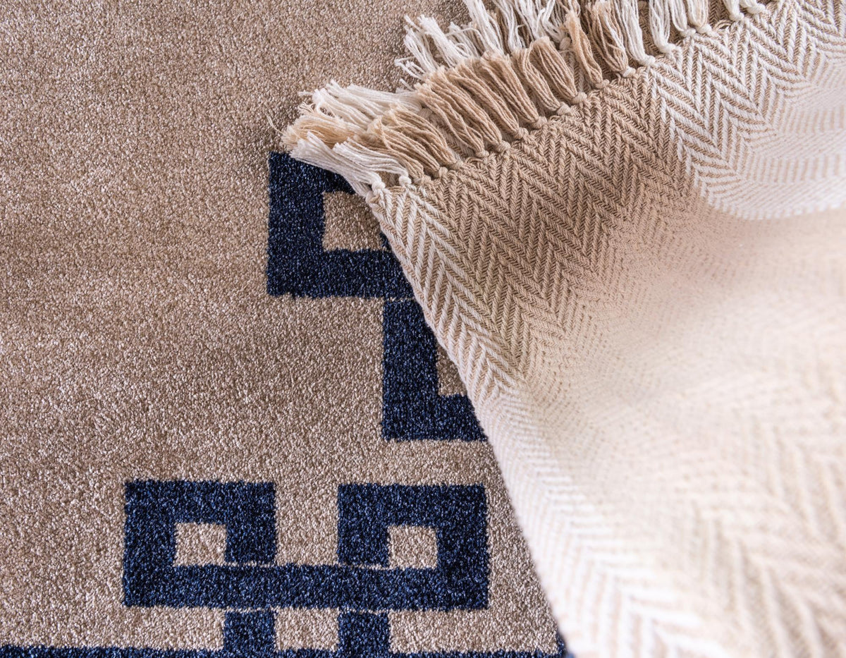 Aegean Labyrinth Collection Area Rug -  Rhodes Runner Beige and Blue  lifestyle 61