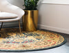 Persian Elegance Collection Area Rug -  Khorramabad Round Navy Blue  lifestyle 12