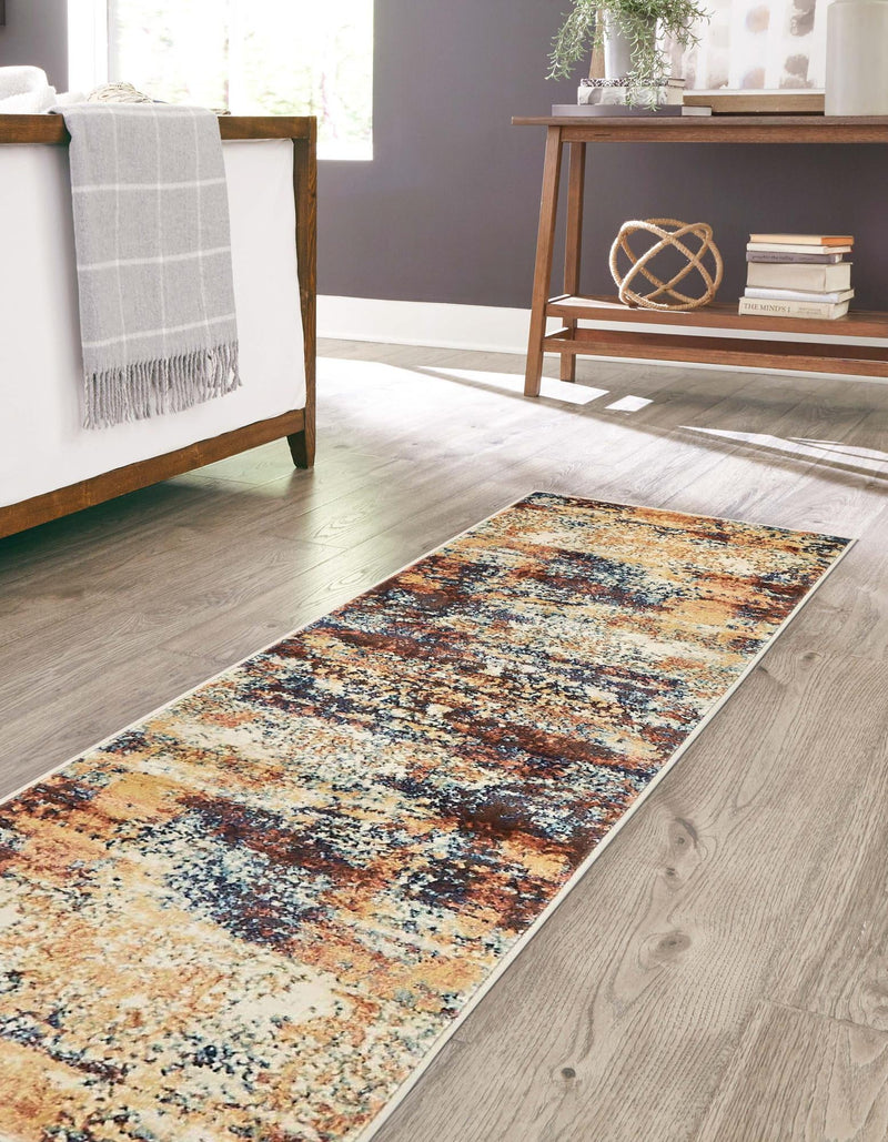 Celestial Haven Collection Area Rug -  Comet Runner Brick Red  lifestyle 48