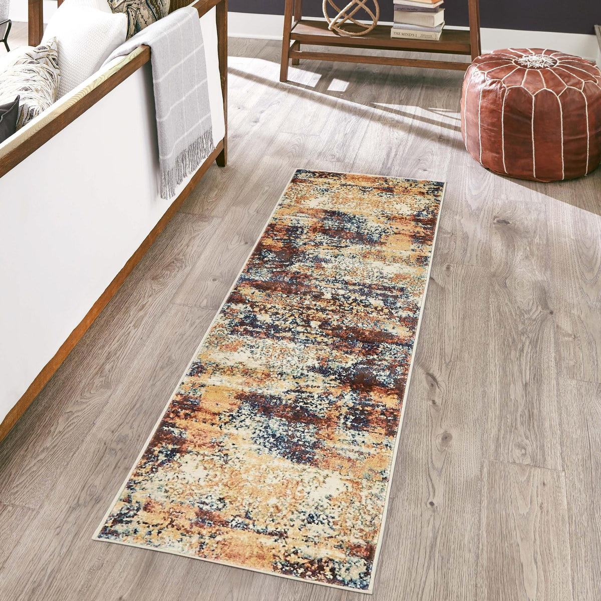 Celestial Haven Collection Area Rug -  Comet Runner Brick Red  lifestyle 80