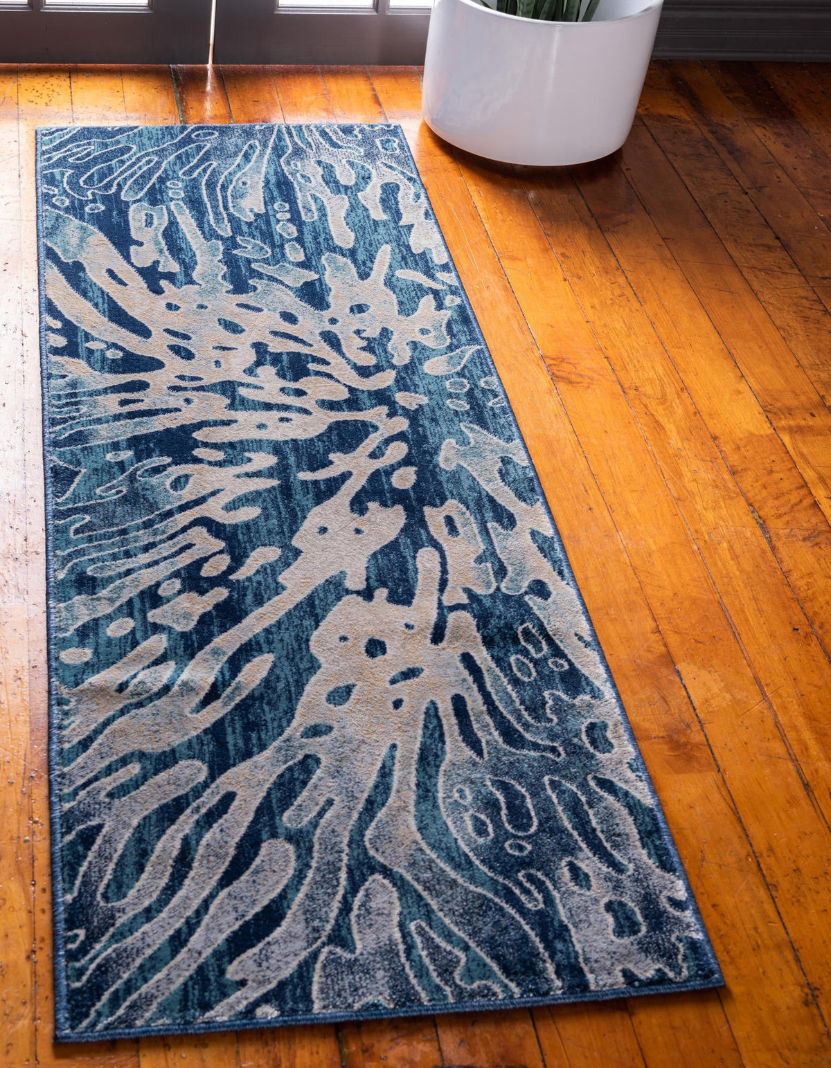Celestial Haven Collection Area Rug -  Serenity Runner Navy Blue  lifestyle 2