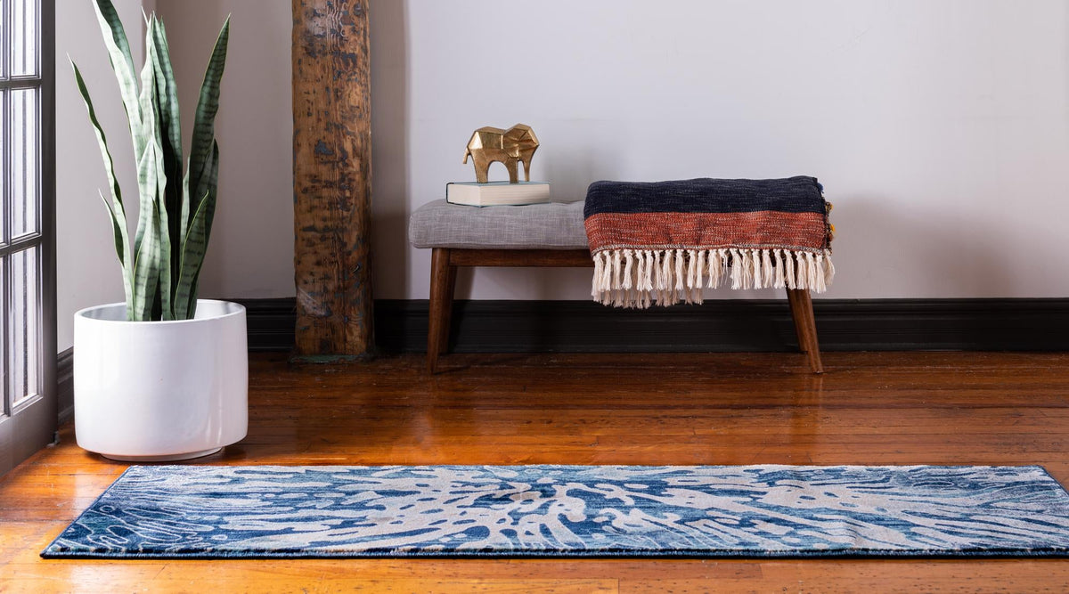 Celestial Haven Collection Area Rug -  Serenity Runner Navy Blue  lifestyle 4