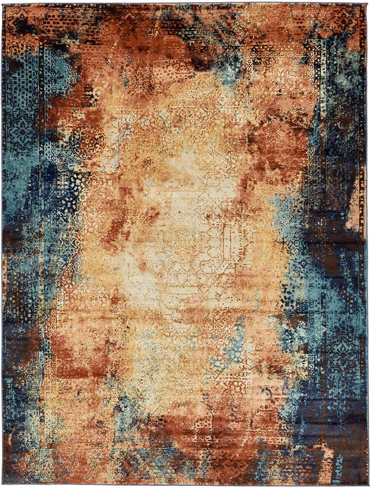 Celestial Haven Collection Area Rug -  Zodiac Rectangle Brick Red Main