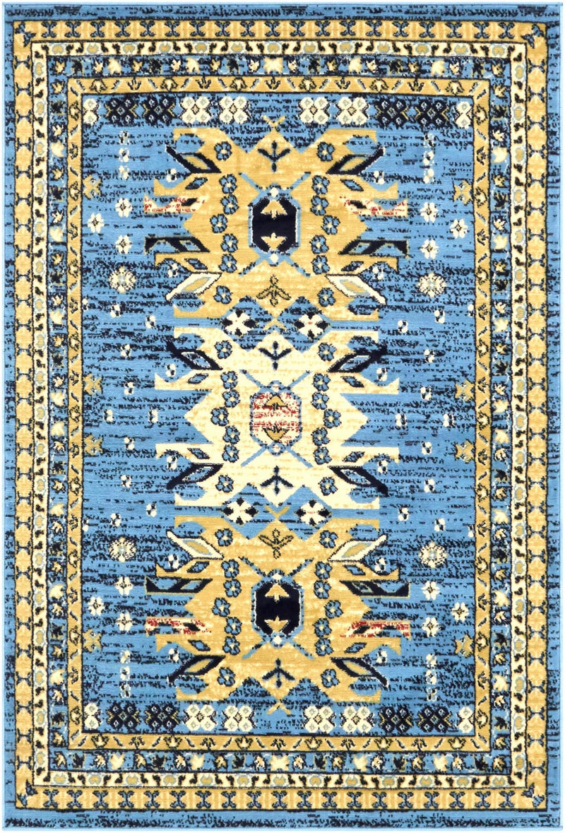 Tabriz Tapestries Collection Area Rug - Azerbaijan (Light Blue) Rectangle Light Blue  lifestyle 3