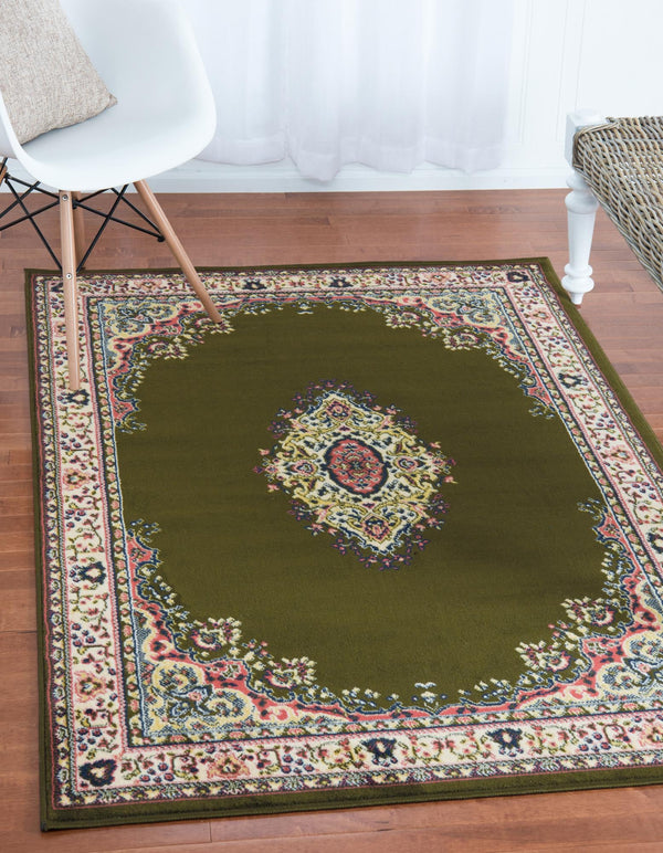 Tabriz Tapestry Collection Area Rug - Azerbaijan (Green) Rectangle Green  lifestyle 3